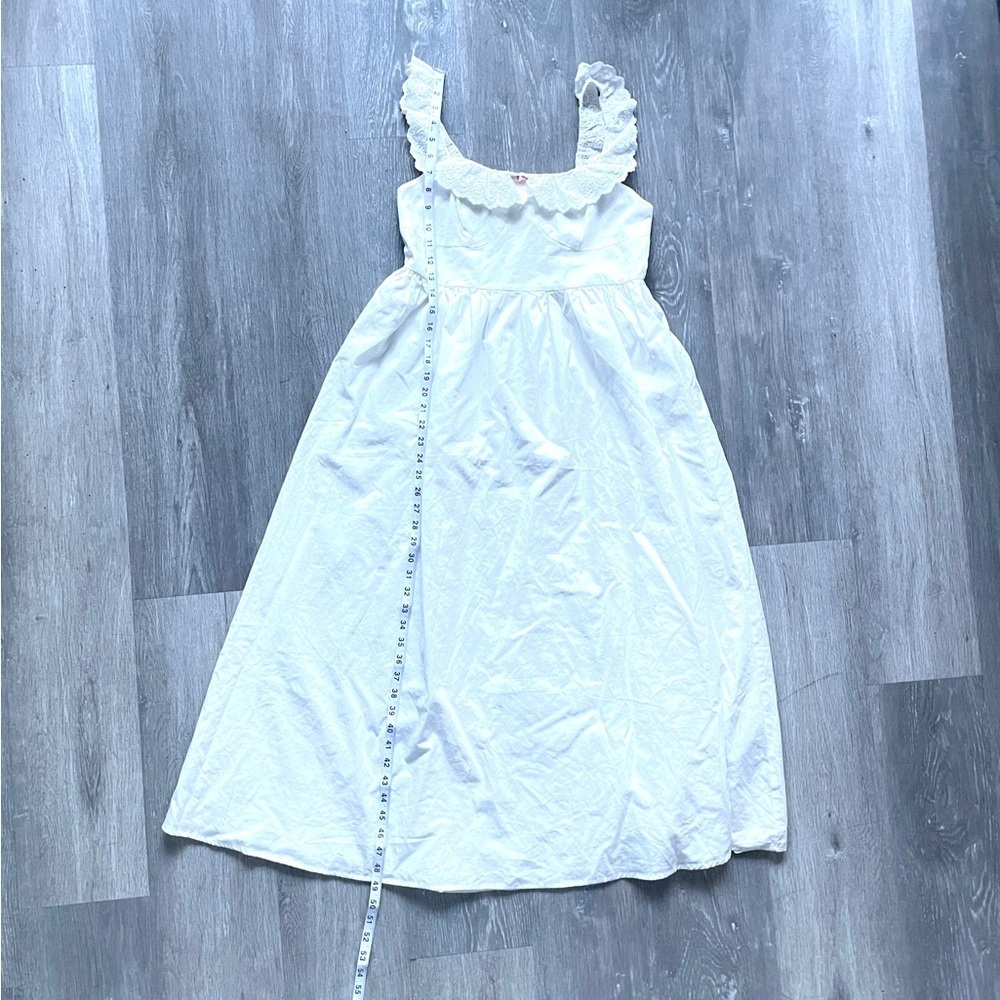 Cider White Eyelet Lace Ruffle Strap babydoll Midi Dress Cottagecore Large - Picture 10 of 10